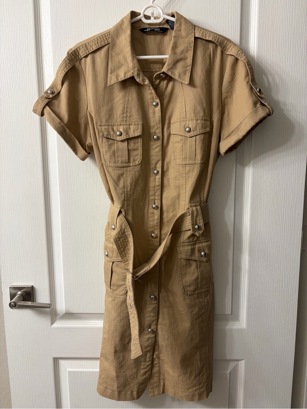 Sharagano Casual Utility Safari-style Dress in Tan